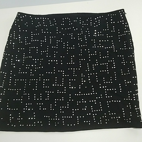 GAP Studded Black Mini Skirt side zip size 2 - Picture 2 of 7